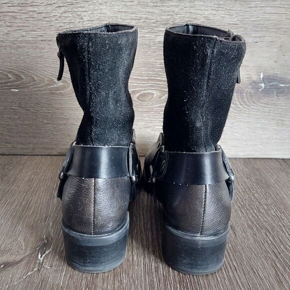 Franco Sarto Benton Biker Moto Harness Boots Black Leather Suede 6.5 - Picture 6 of 9